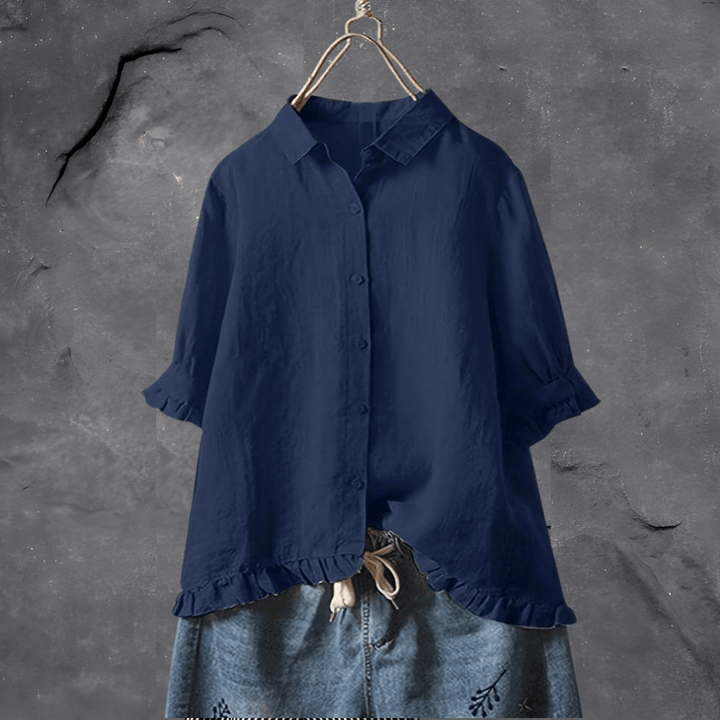 Women’s Button-Down Blouse with Ruffles