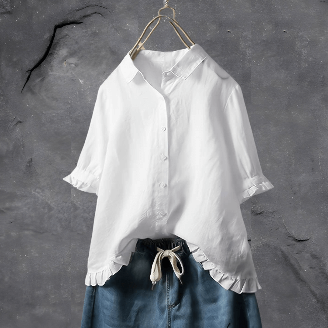 Women’s Button-Down Blouse with Ruffles