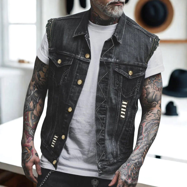 Women’s Denim Vest with Chest Pockets