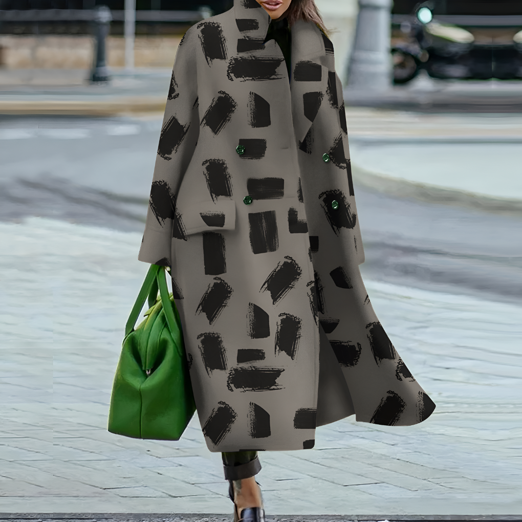 Waterproof Long Coat with Buttons for Women