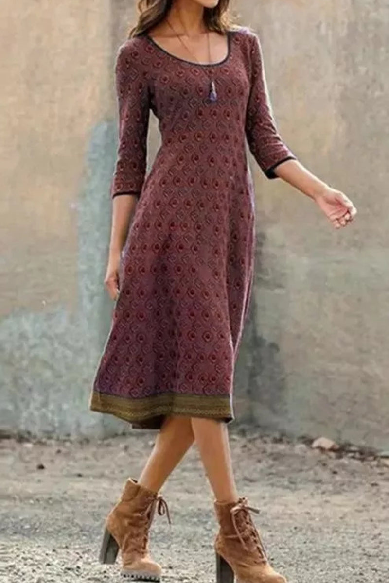 Airy & Stylish Midi Dress with Print and Half Sleeves – Livia