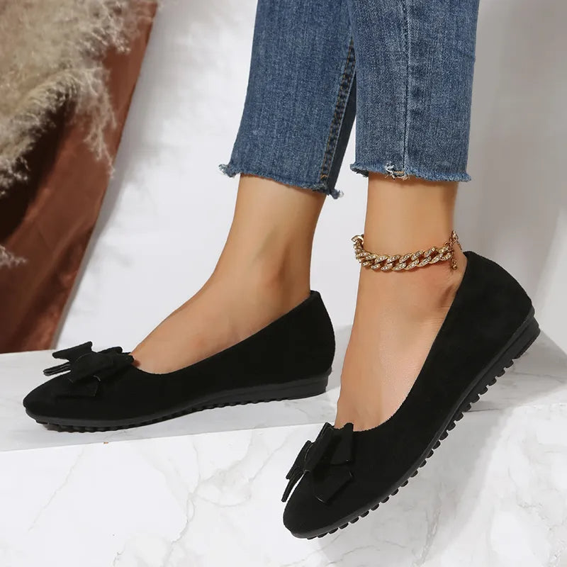 Women’s Summer Slip-On Flats with Bow Accent