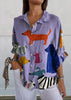Women’s Printed Shirt with Turn-Down Collar