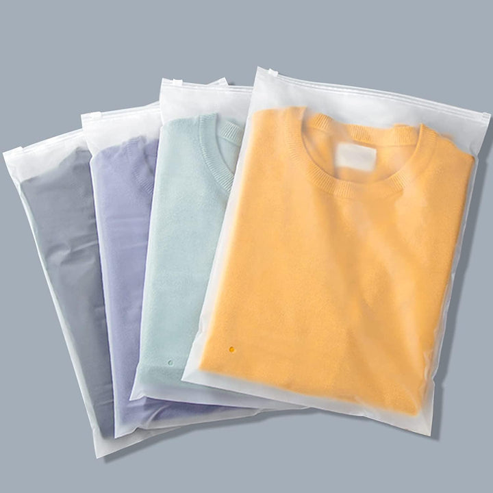 Multi-Purpose Frosted Zip Storage Bags – 60-Pack Plastic Garment Bags