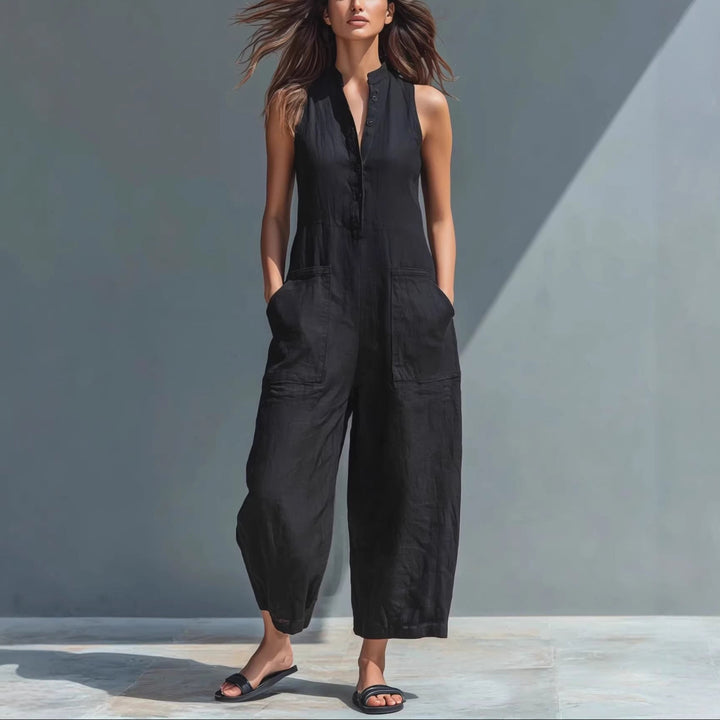 V-Neck Pocket Jumpsuit