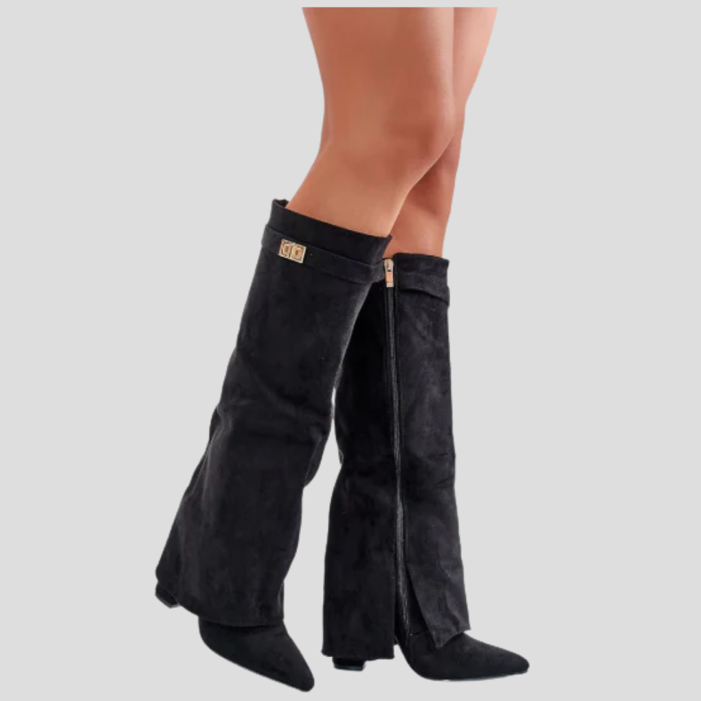 Tall Boots with Flap & Block Heel