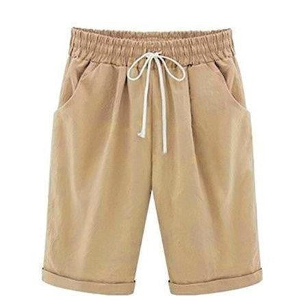 Linen Casual Shorts with Drawstring for Women