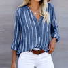 Women’s Summer Blouse with Long Sleeves and Vertical Stripes