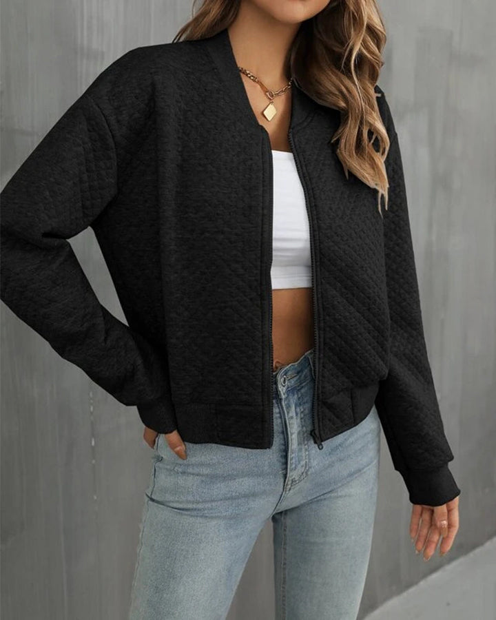 Summer Bomber Jacket with Zipper for Women