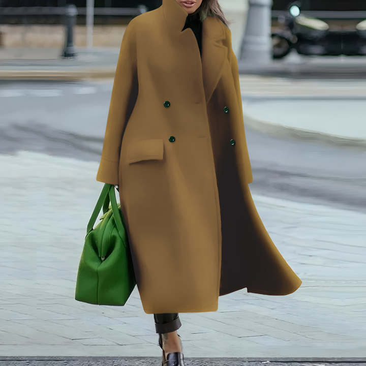 Waterproof Long Coat with Buttons for Women