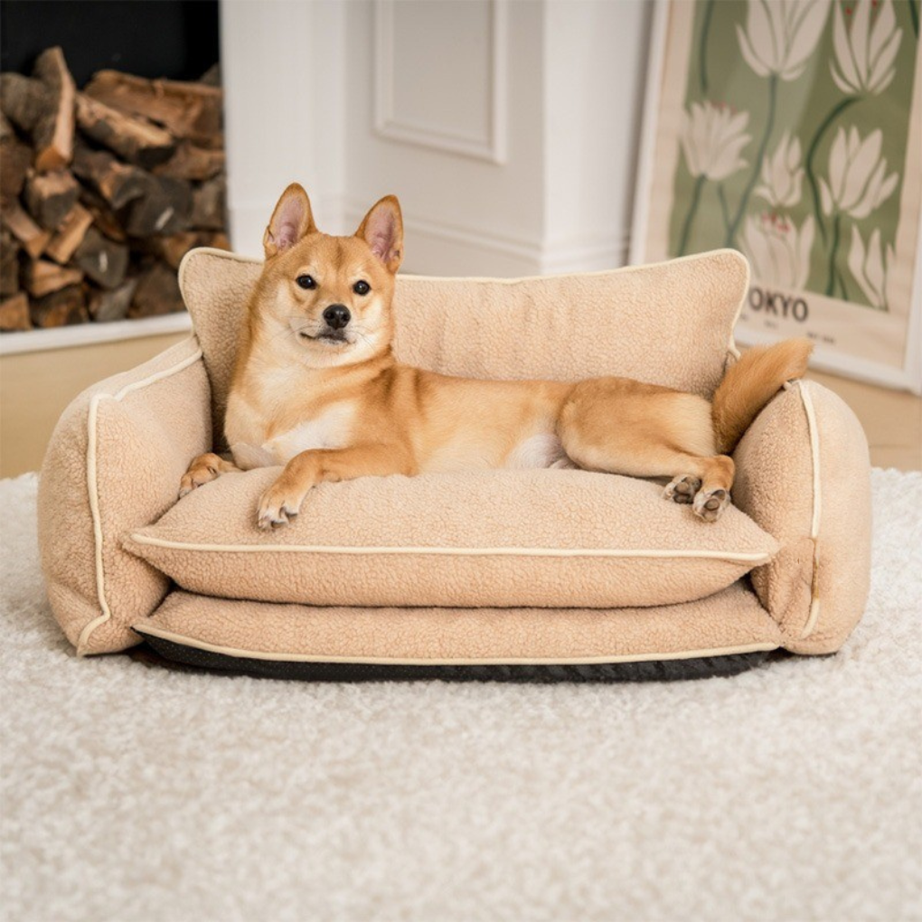 Cozy Striped Double-Layer Dog & Cat Sofa Bed