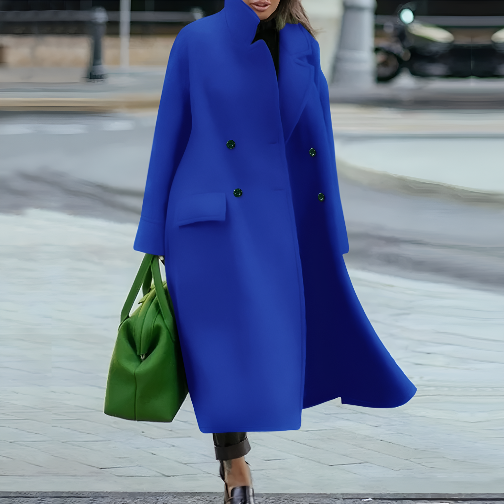 Waterproof Long Coat with Buttons for Women