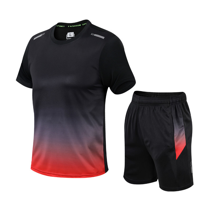 Men's Athletic Set with Gradient T-Shirt and Shorts