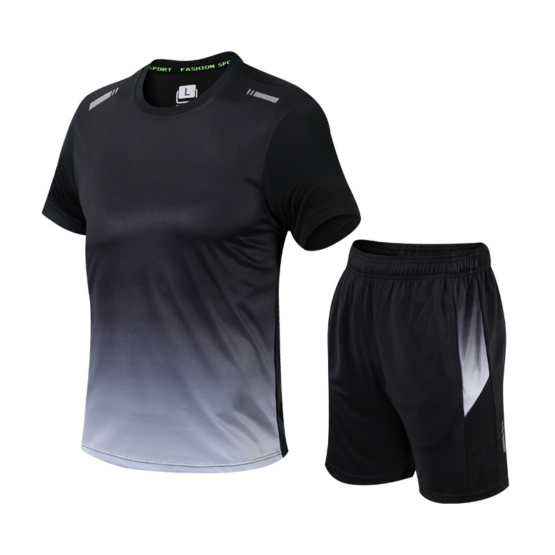 Men's Athletic Set with Gradient T-Shirt and Shorts