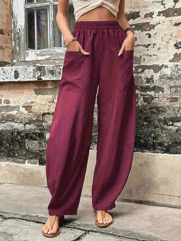 Women’s Wide-Leg Pants with Pockets for Summer