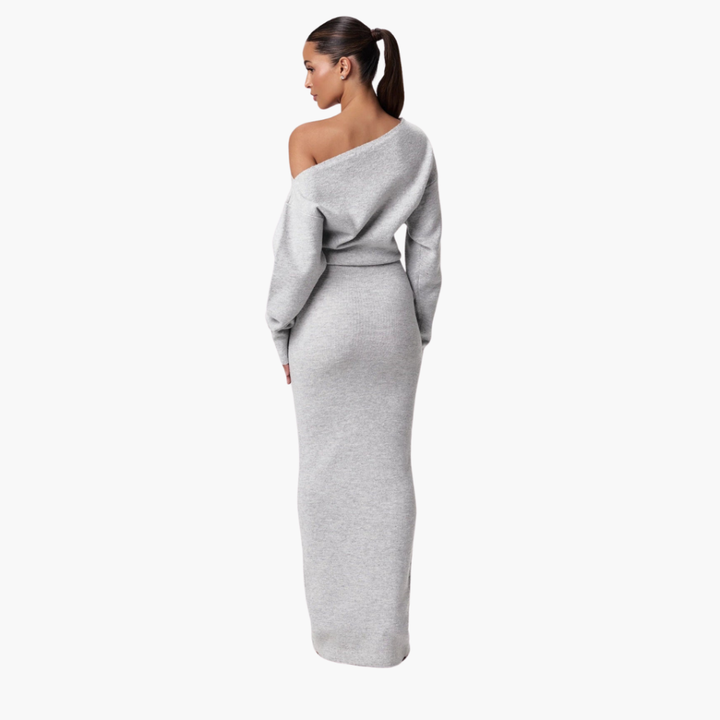 Off-Shoulder Knit Dress for Women – Elegant Evening Dress