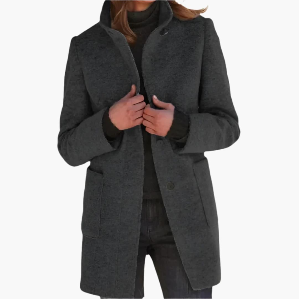 Women’s Coat with Stand Collar and Pockets