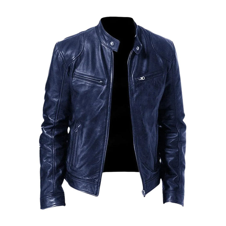 Classic Men's Stand-Collar Leather Jacket