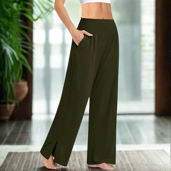 Women’s Wide-Leg Yoga Pants with Side Slits