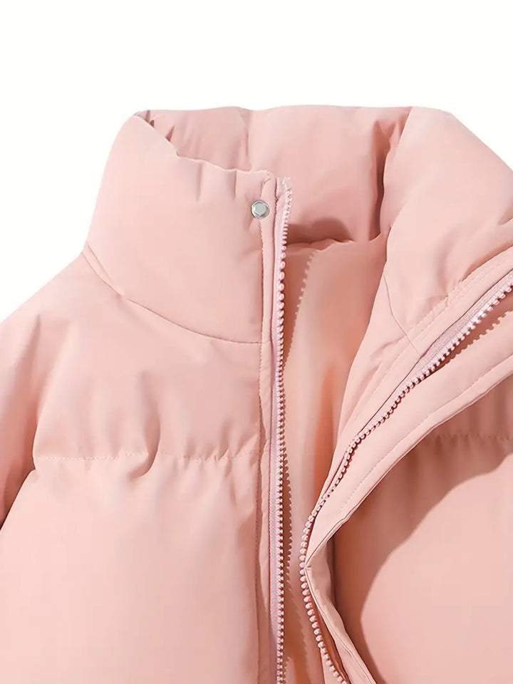 Women’s padded winter jacket with high collar and full zip