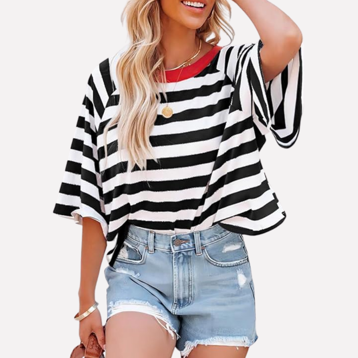 Women’s Striped Color Block Crewneck Top