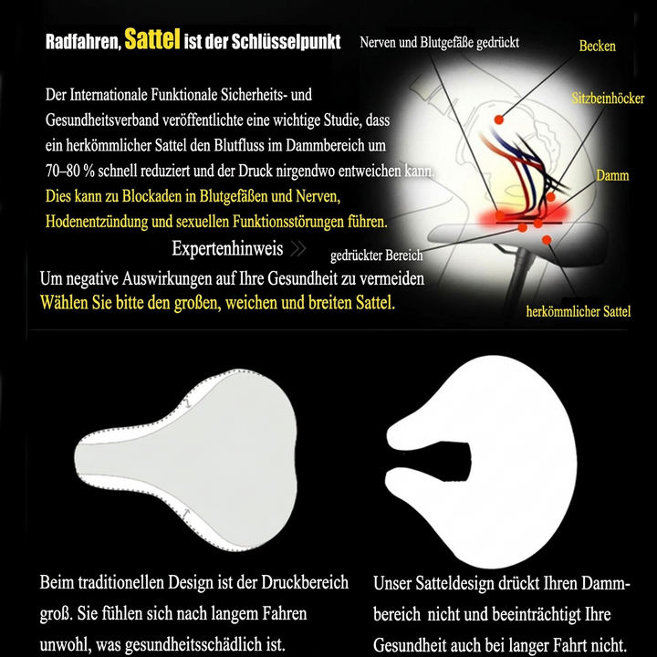 Noseless Mountain Bike Saddle | Ergonomic Padded Seat | Pressure Relief