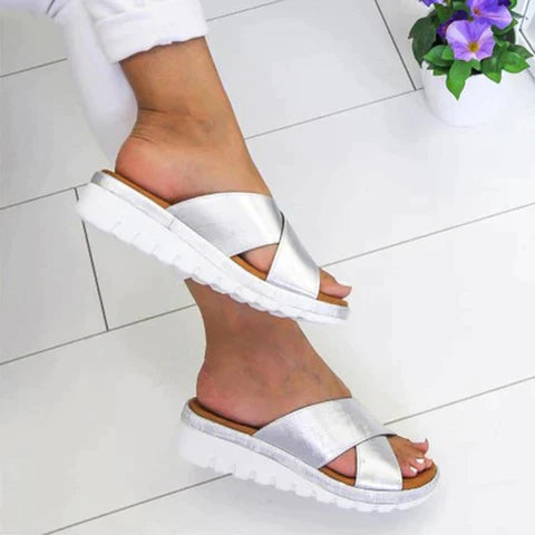 Women’s Cross-Strap Wedge Flip-Flops