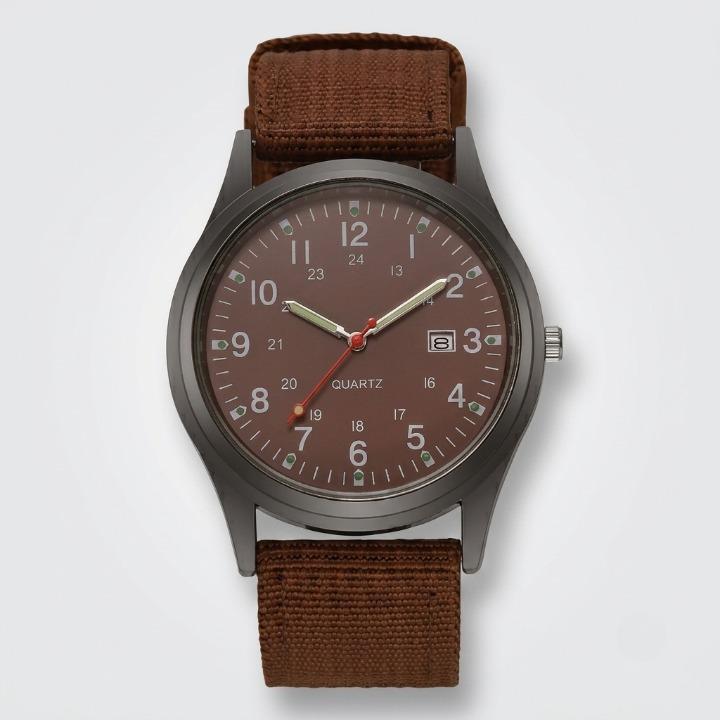 Military Watch with Nylon Strap – Water-Resistant, Shockproof, with Luminous Hands