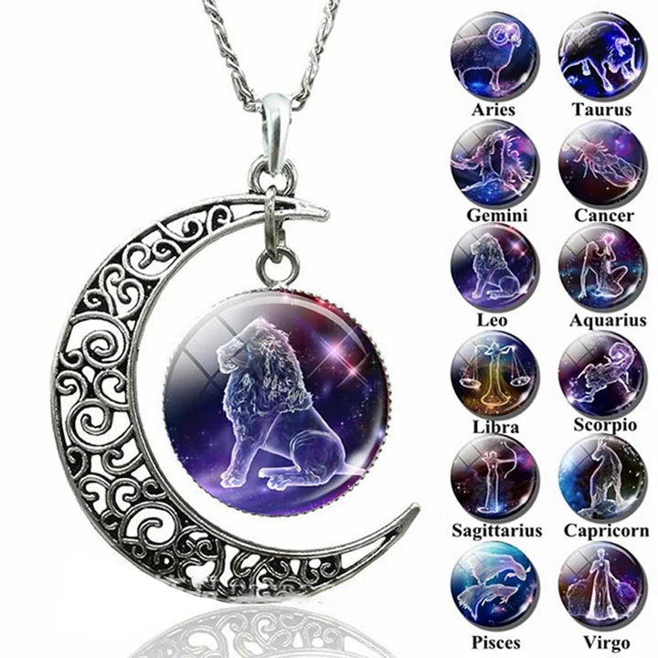 Moon Pendant Zodiac Necklace - StarGleam