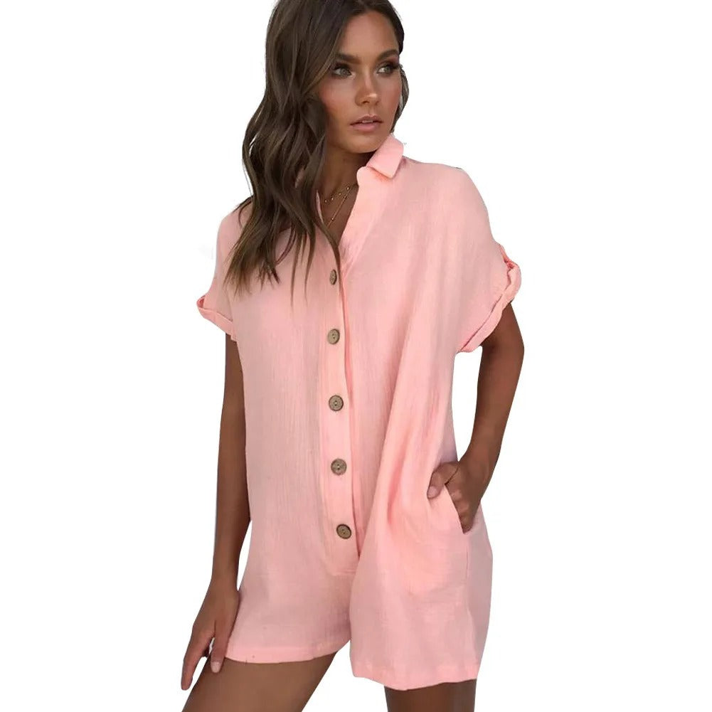 Women’s Short Jumpsuit with Button-Down Closure