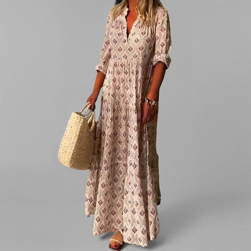 Women’s Flowing Tiered Maxi Dress with V-Neck