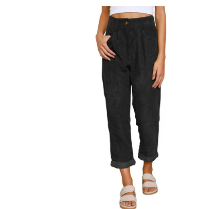 Women’s Corduroy Trousers with Pockets for Summer
