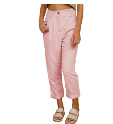 Women’s Corduroy Trousers with Pockets for Summer