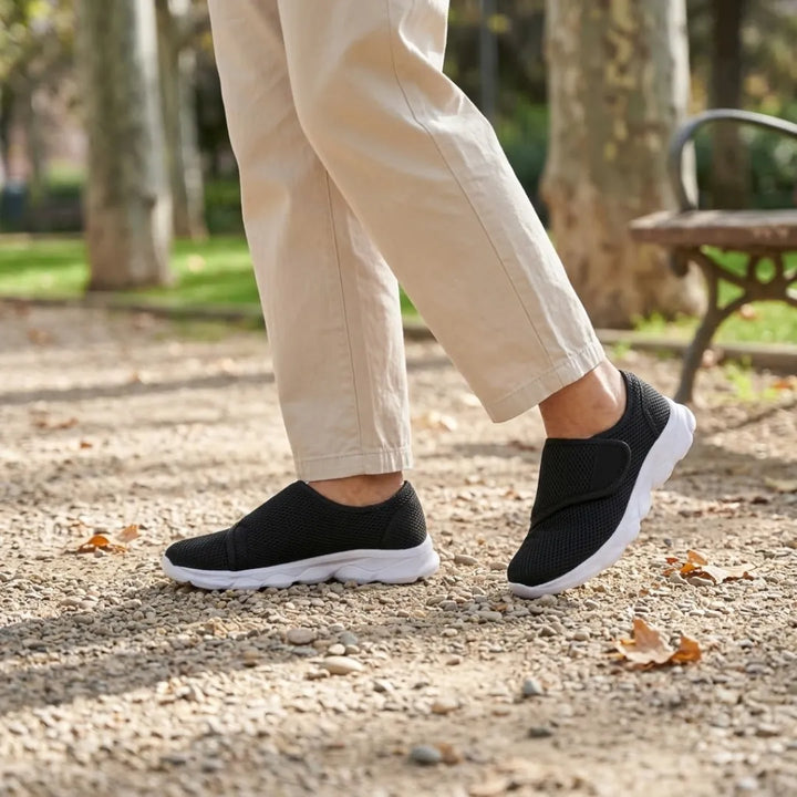 Comfortable Orthopedic Walking Shoes with Hook-and-Loop Strap for Wide or Swollen Feet