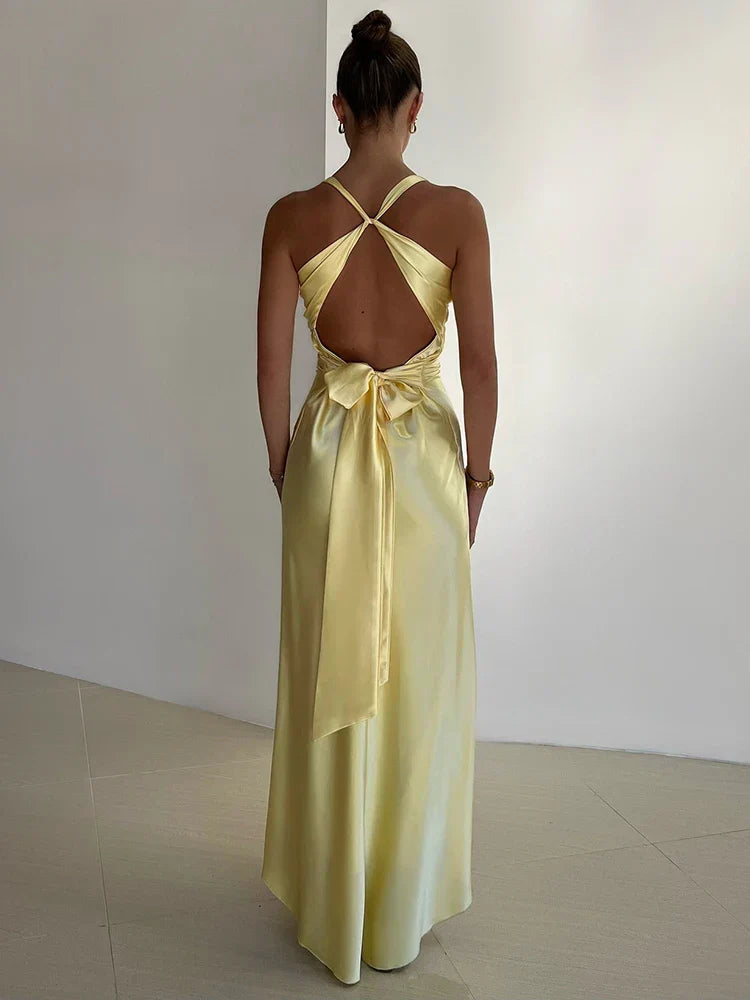Women’s Sleeveless Maxi Dress with Deep V-Neck