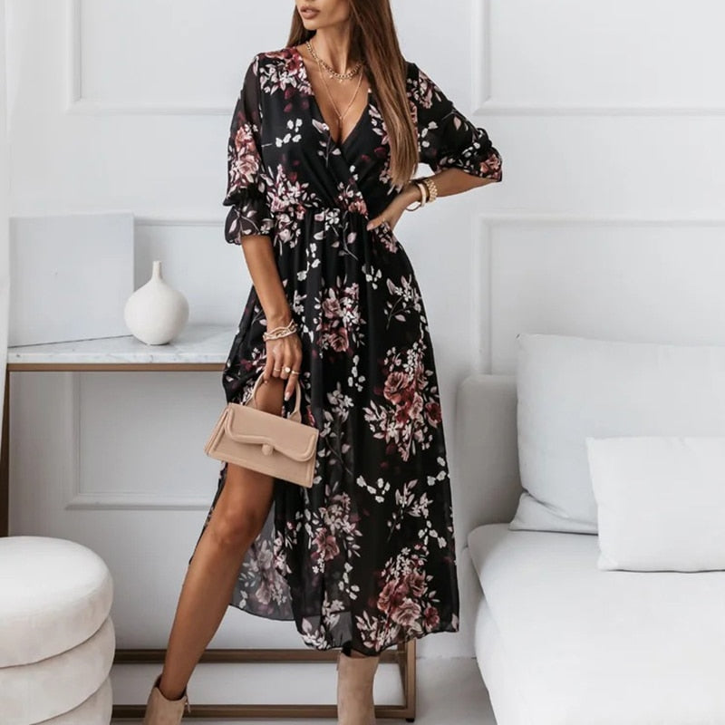 Women’s Midi-Length Dress with Slit