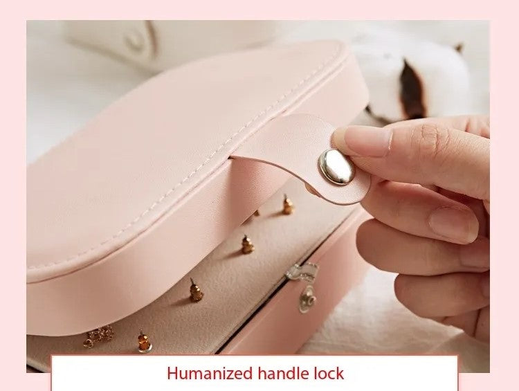 Double-Layer Portable Leather Jewelry Box