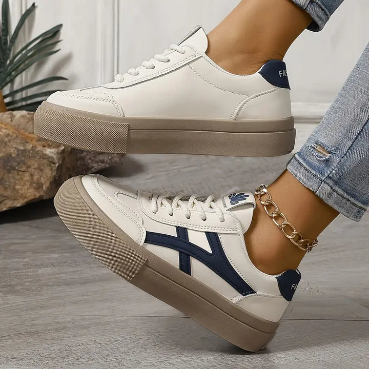 Women’s Vegan Leather Sneakers with Accent Design