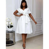 Women's Off-the-Shoulder Midi Dress with Waist Bow