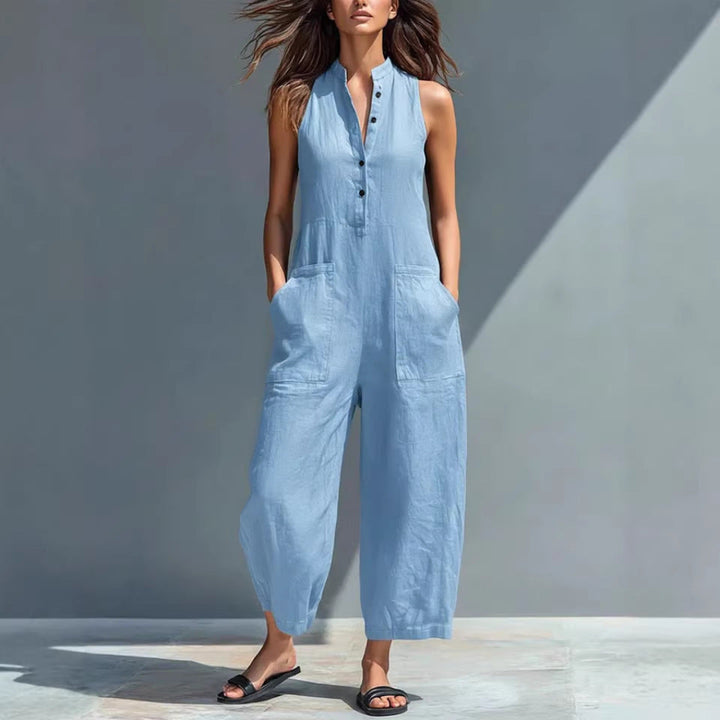 V-Neck Pocket Jumpsuit
