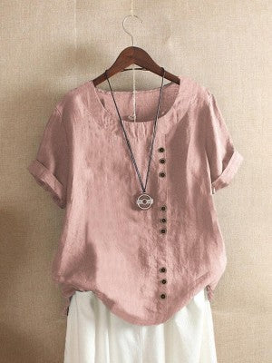 Women's Crew Neck Rolled-Sleeve Shirt