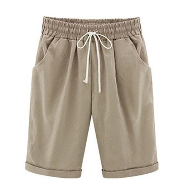 Linen Casual Shorts with Drawstring for Women