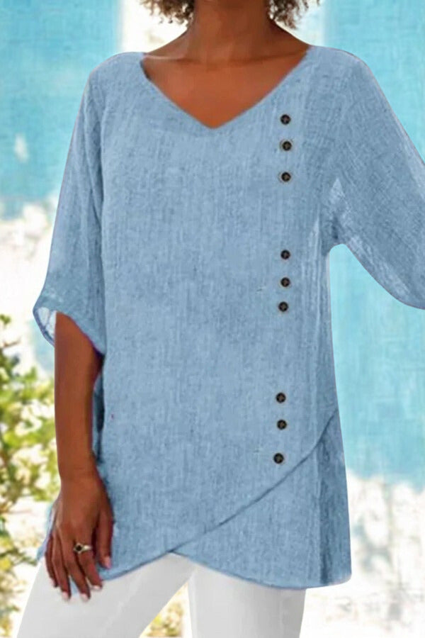 Women’s Linen V-Neck Casual Shirt
