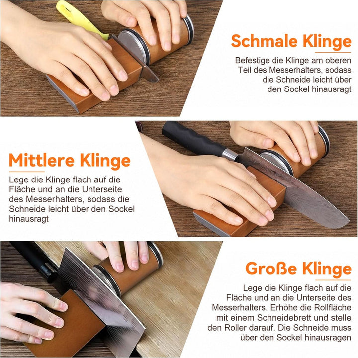 Professional Rolling Knife Sharpener with Diamond-Coated Wheel and Magnetic Angle Guide
