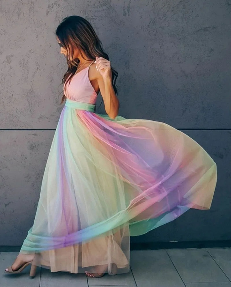 Women’s Long Summer Dress with Colorful Pattern
