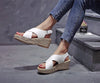 Women’s Open Toe Wedge Sandals with Cross-Strap Upper