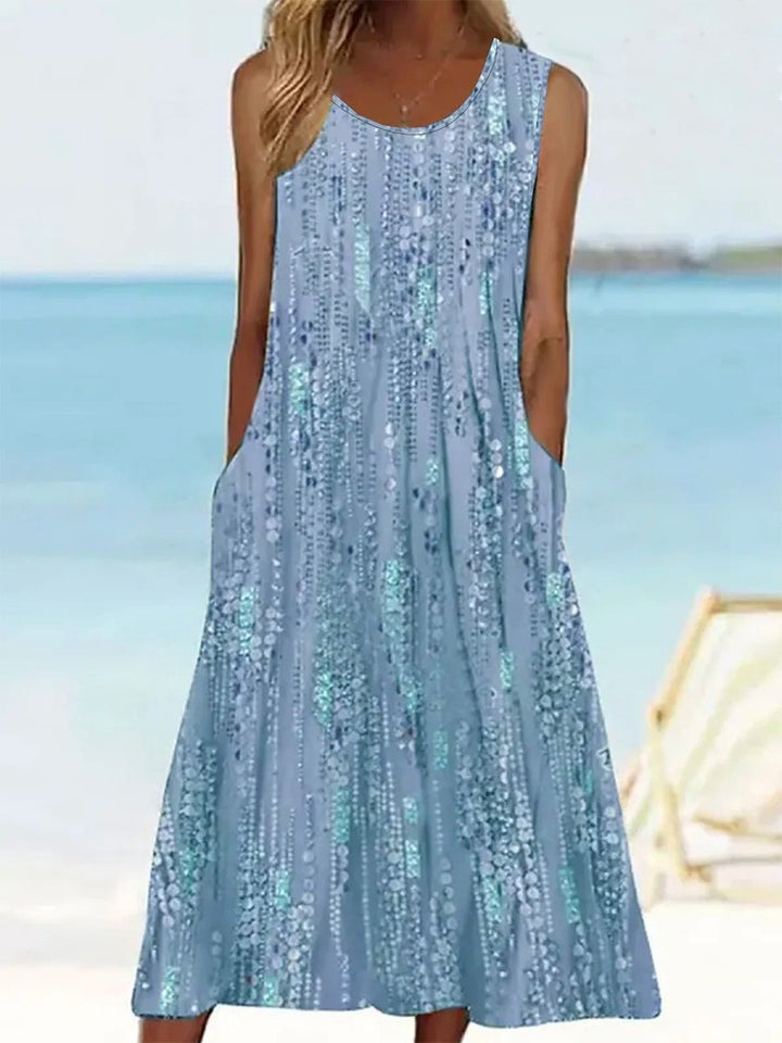 Women’s Sleeveless Midi Dress with Sequin Design