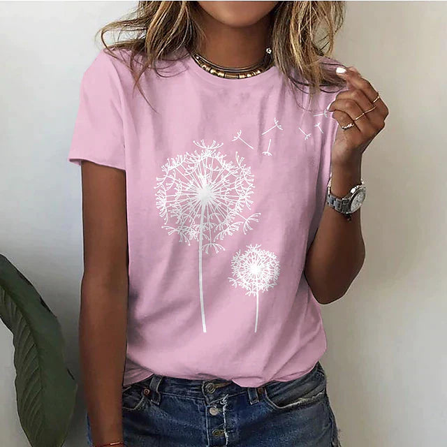 Women’s Short-Sleeve Dandelion Print T-Shirt