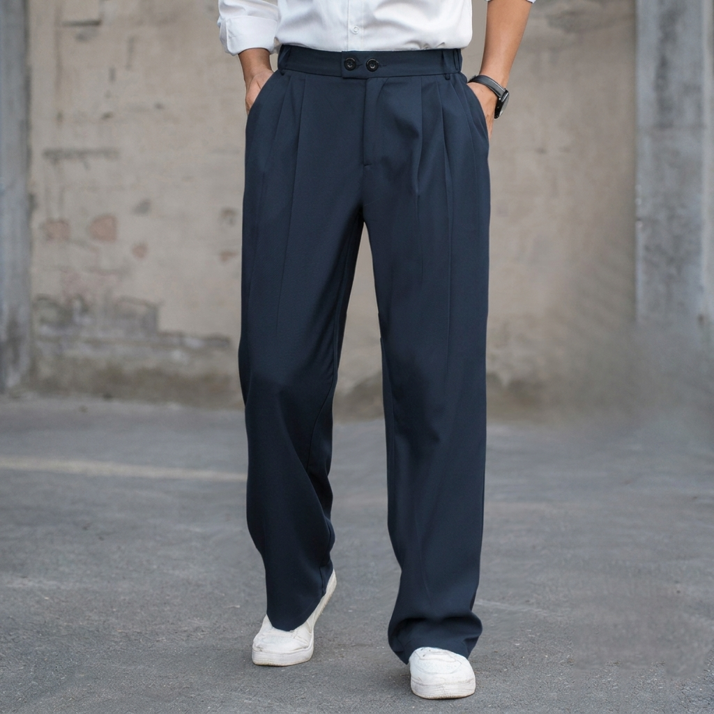 Men’s Straight-Cut Trousers with Pockets for Summer