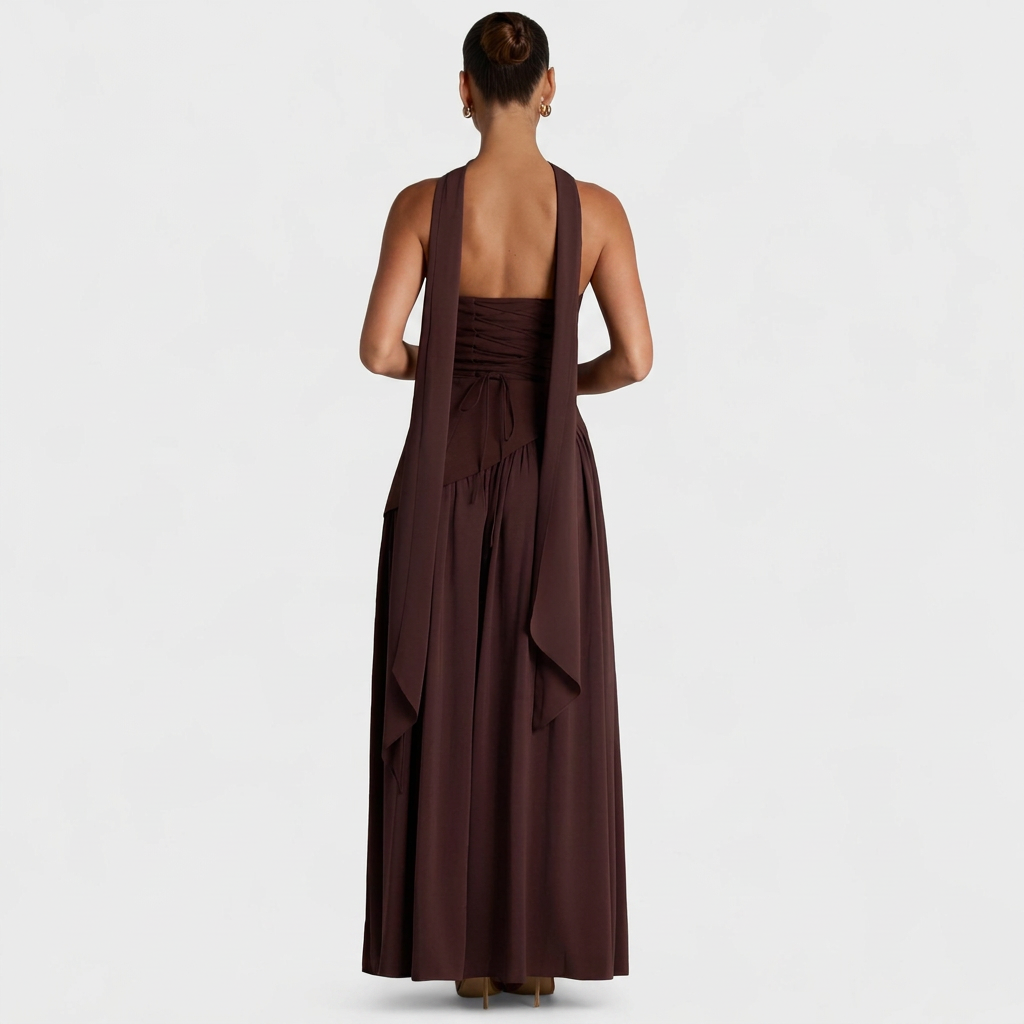 Strapless Maxi Dress with High Slit